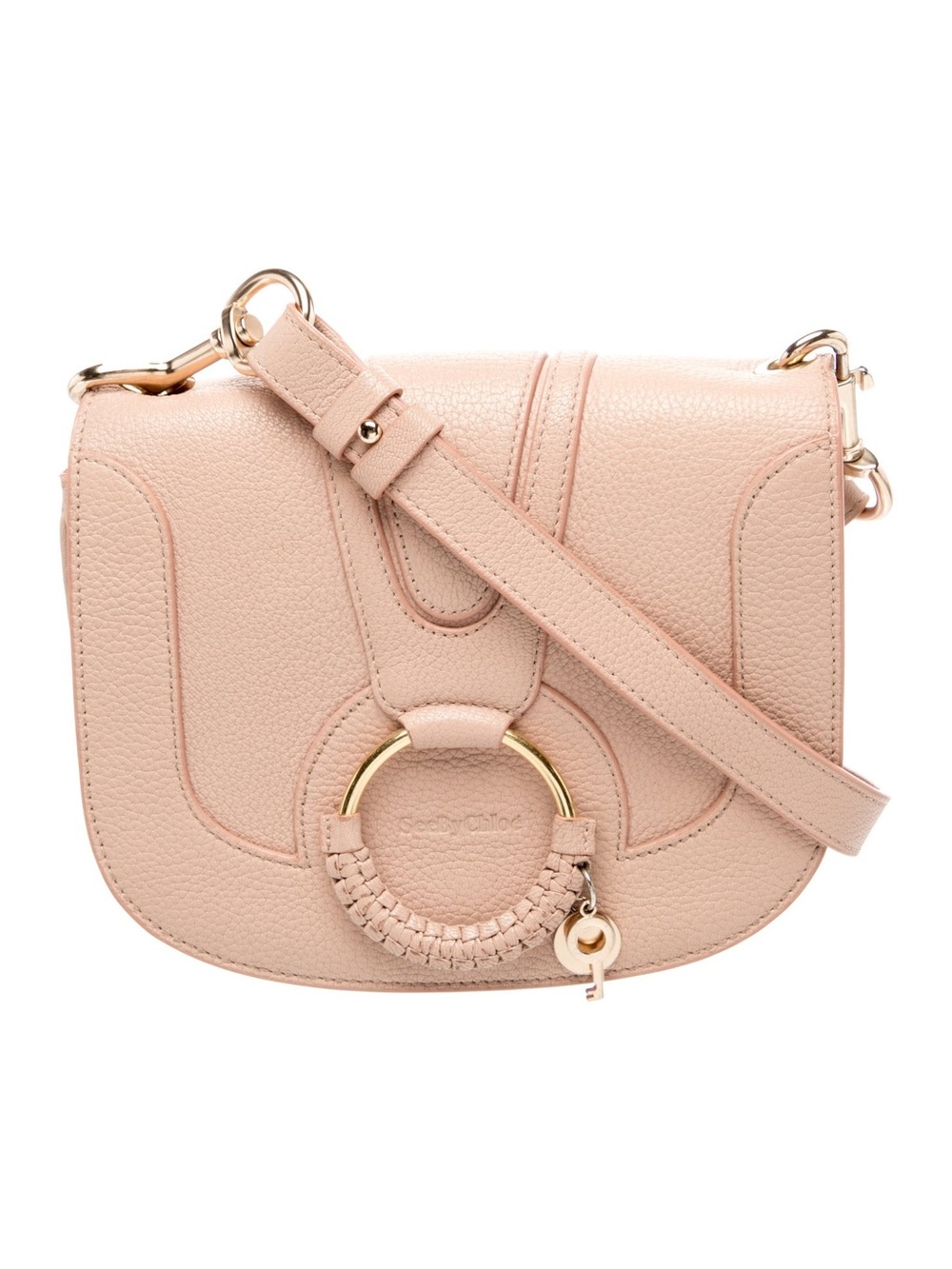 See By Chloé Blush Pink Mini Leather Crossbody with Signature Ring